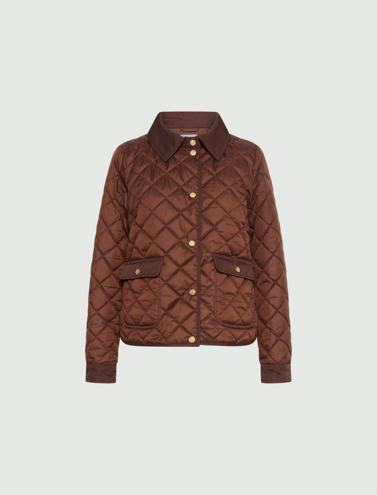 Quilted shirt-neck down jacket - BROWN - Marella