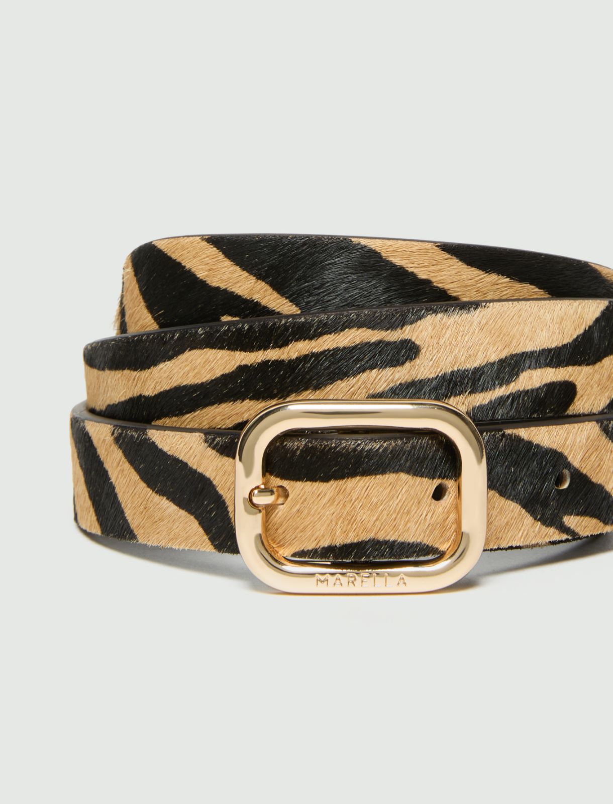Pony hair-look belt - TOBACCO - Marella - 2