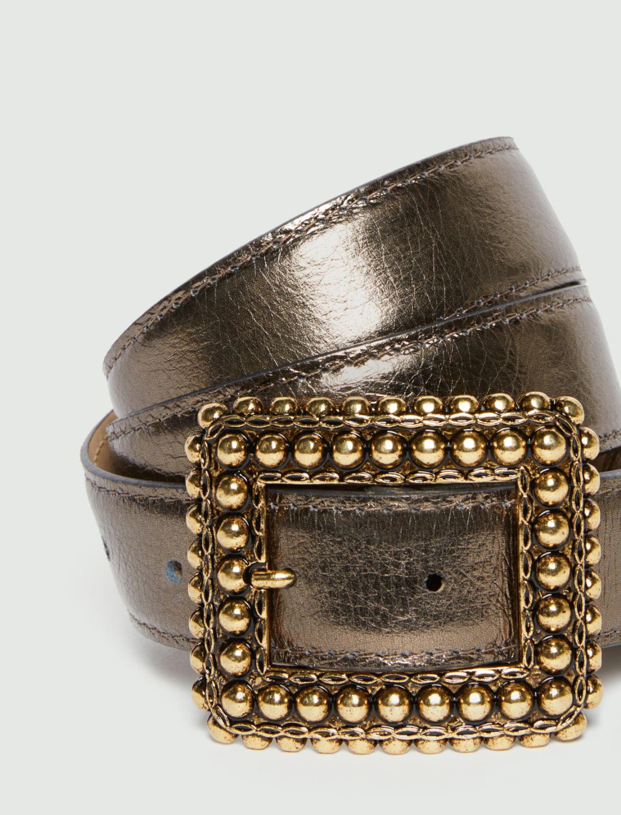 Ceinture en cuir lamé - OR - Marella - 2