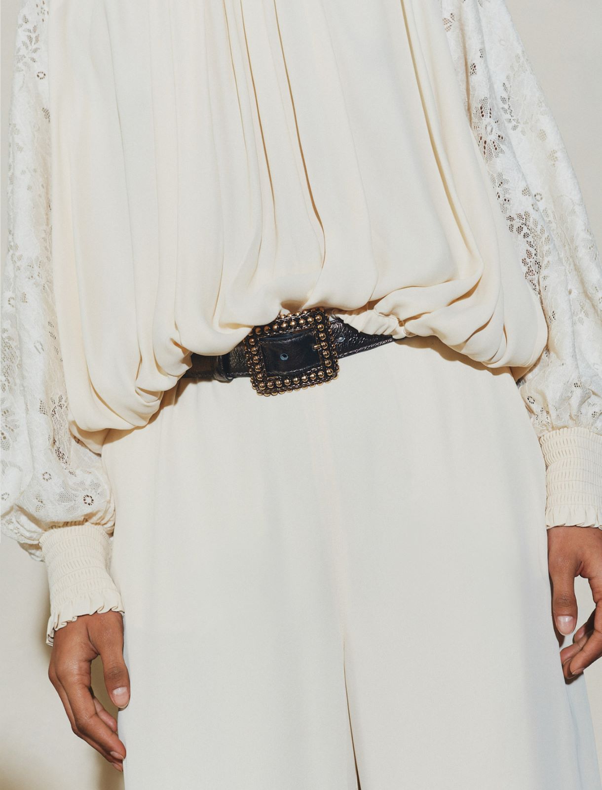 Ceinture en cuir lamé - OR - Marella - 3