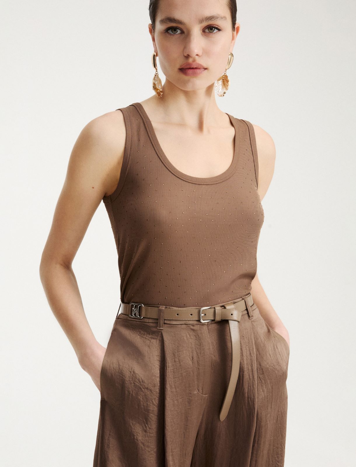 Thin buckled leather belt - BROWN - Marella - 3