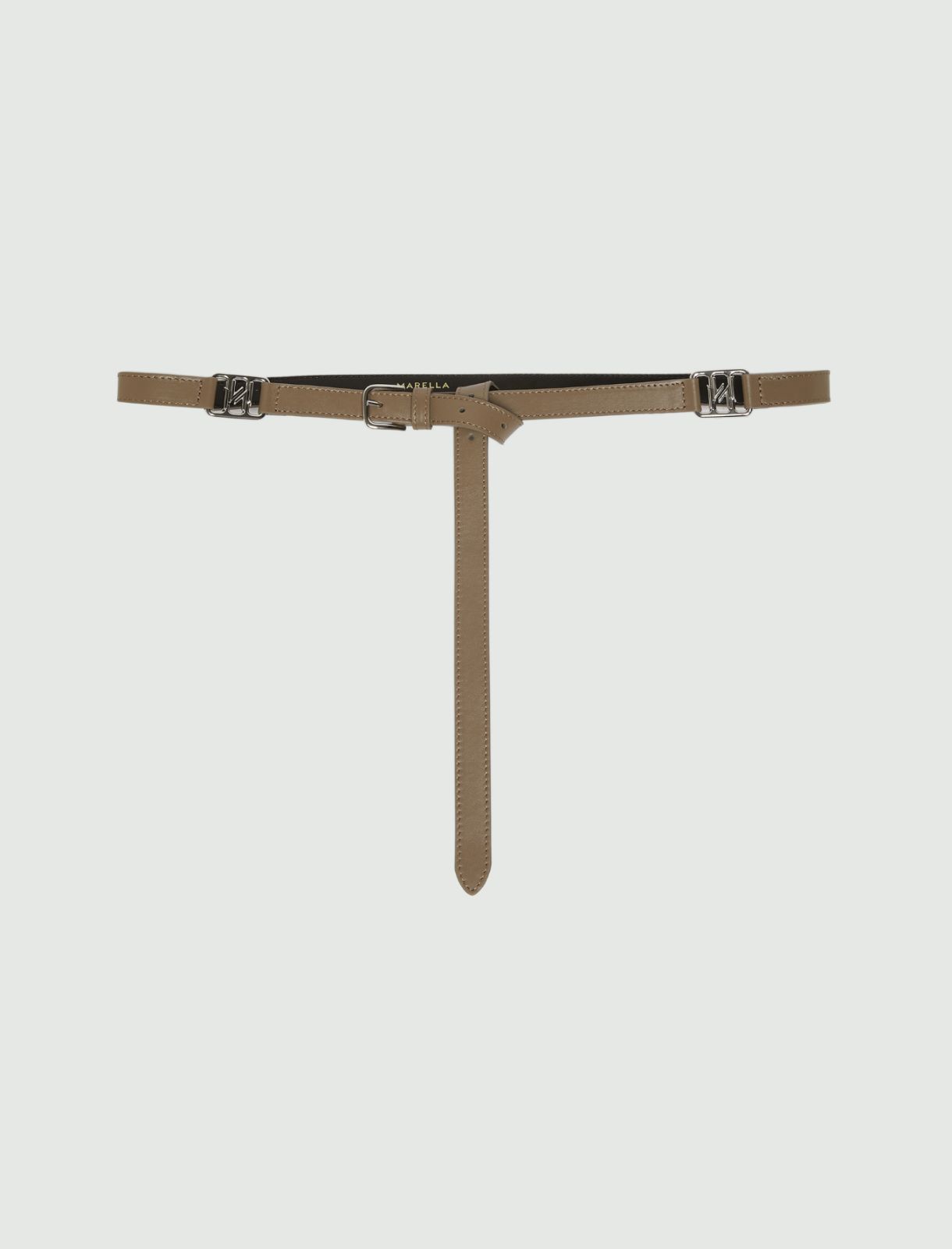 Thin buckled leather belt - BROWN - Marella