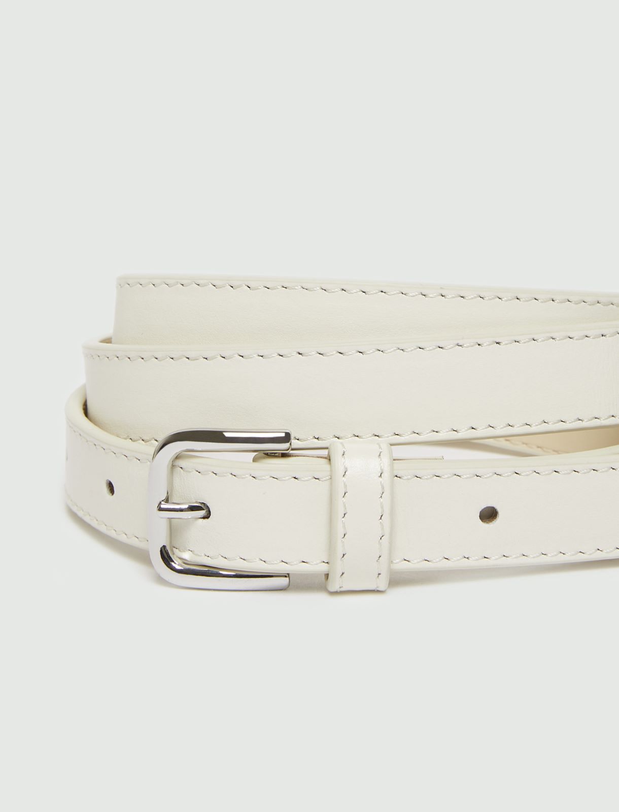 Thin buckled leather belt - OFF WHITE - Marella - 2