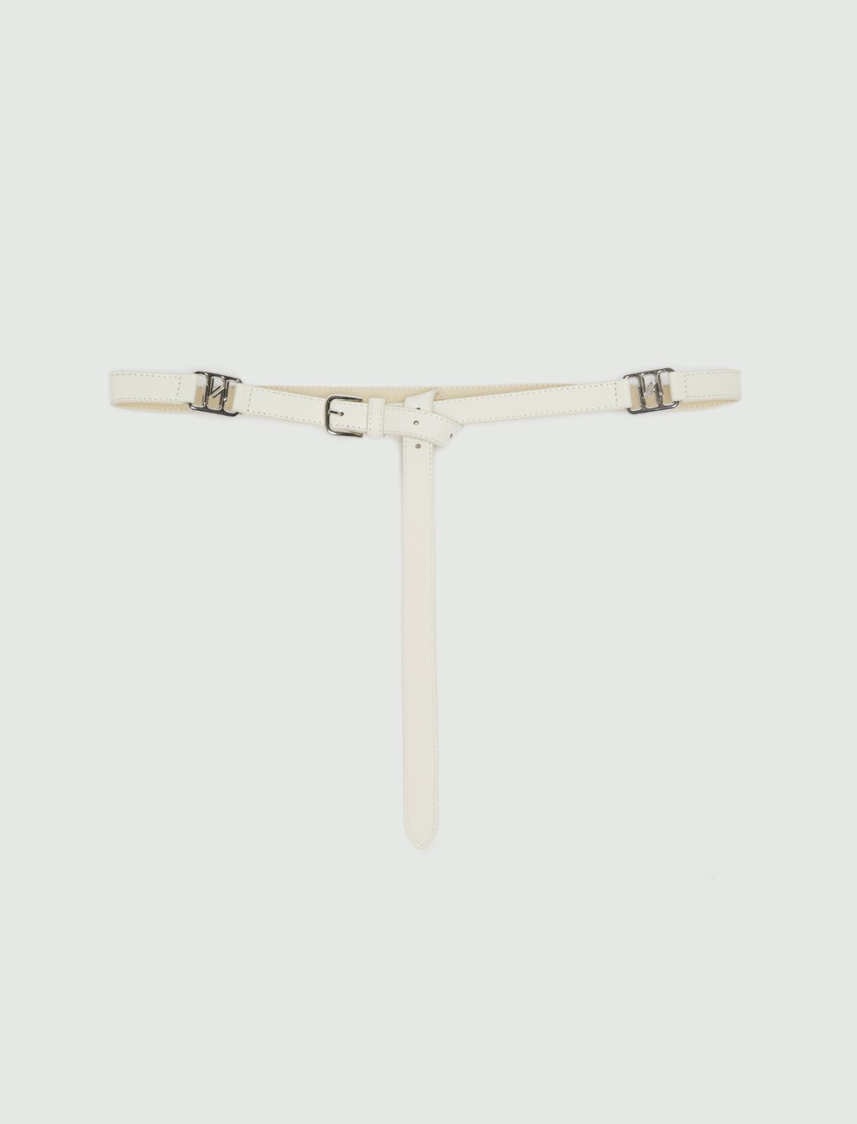 Thin buckled leather belt - OFF WHITE - Marella