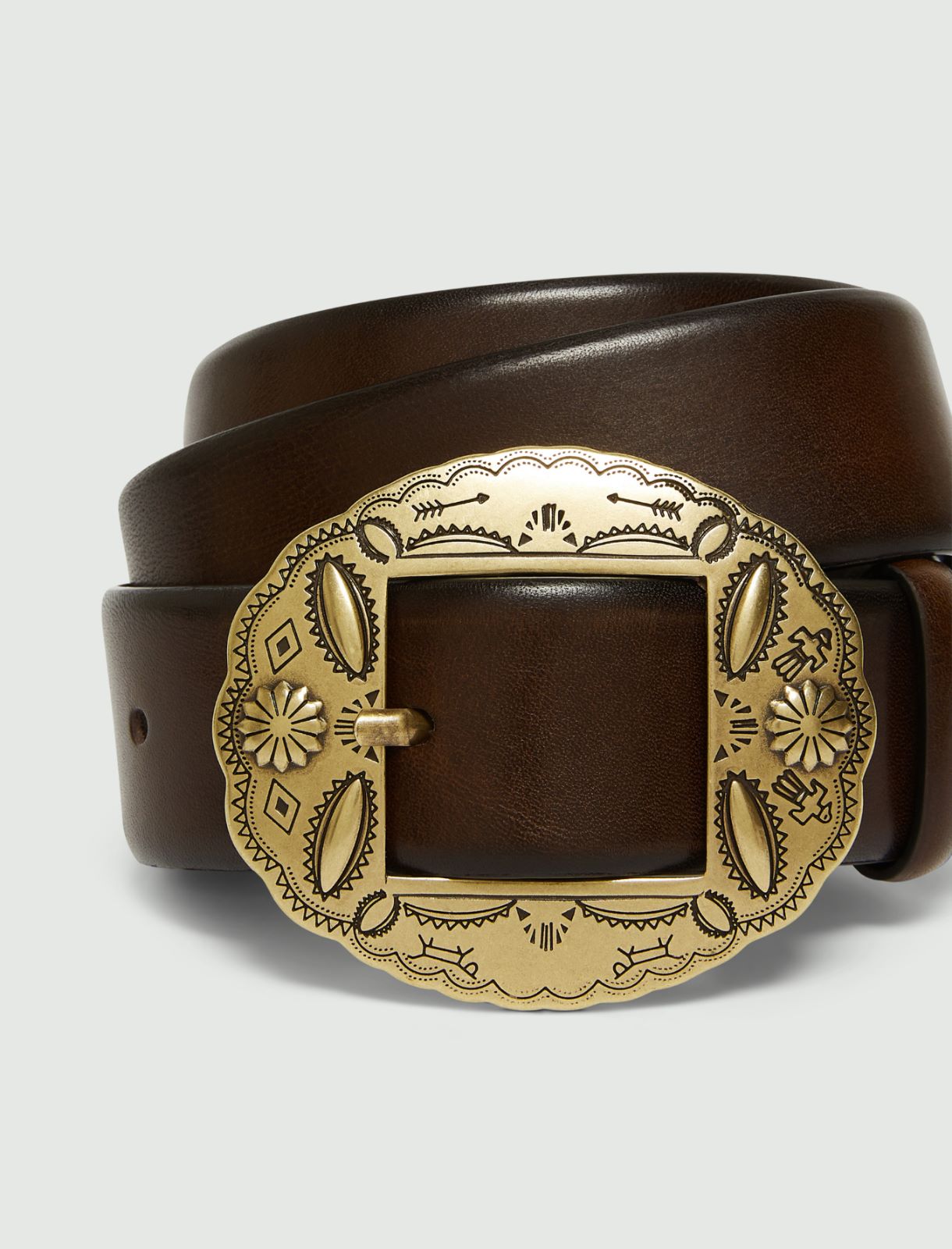 Oval-buckle belt - CHOCOLATE - Marella - 2