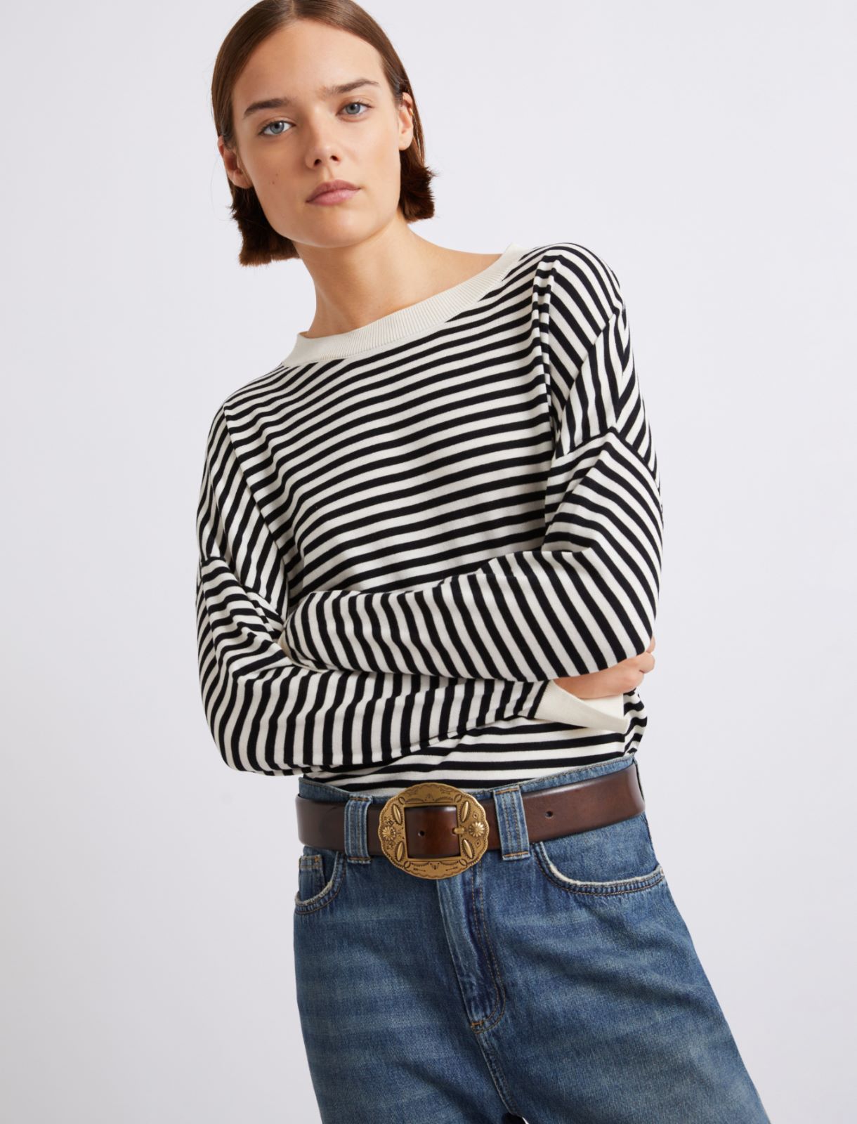 Oval-buckle belt - CHOCOLATE - Marella - 3