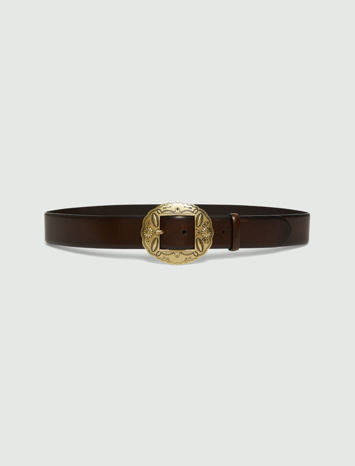 Oval-buckle belt - CHOCOLATE - Marella