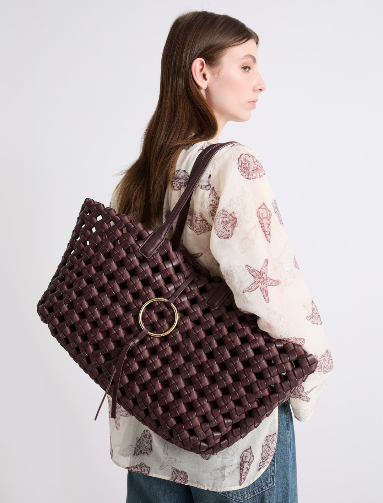 Grand cabas tressé - CHOCOLAT - Marella - 4