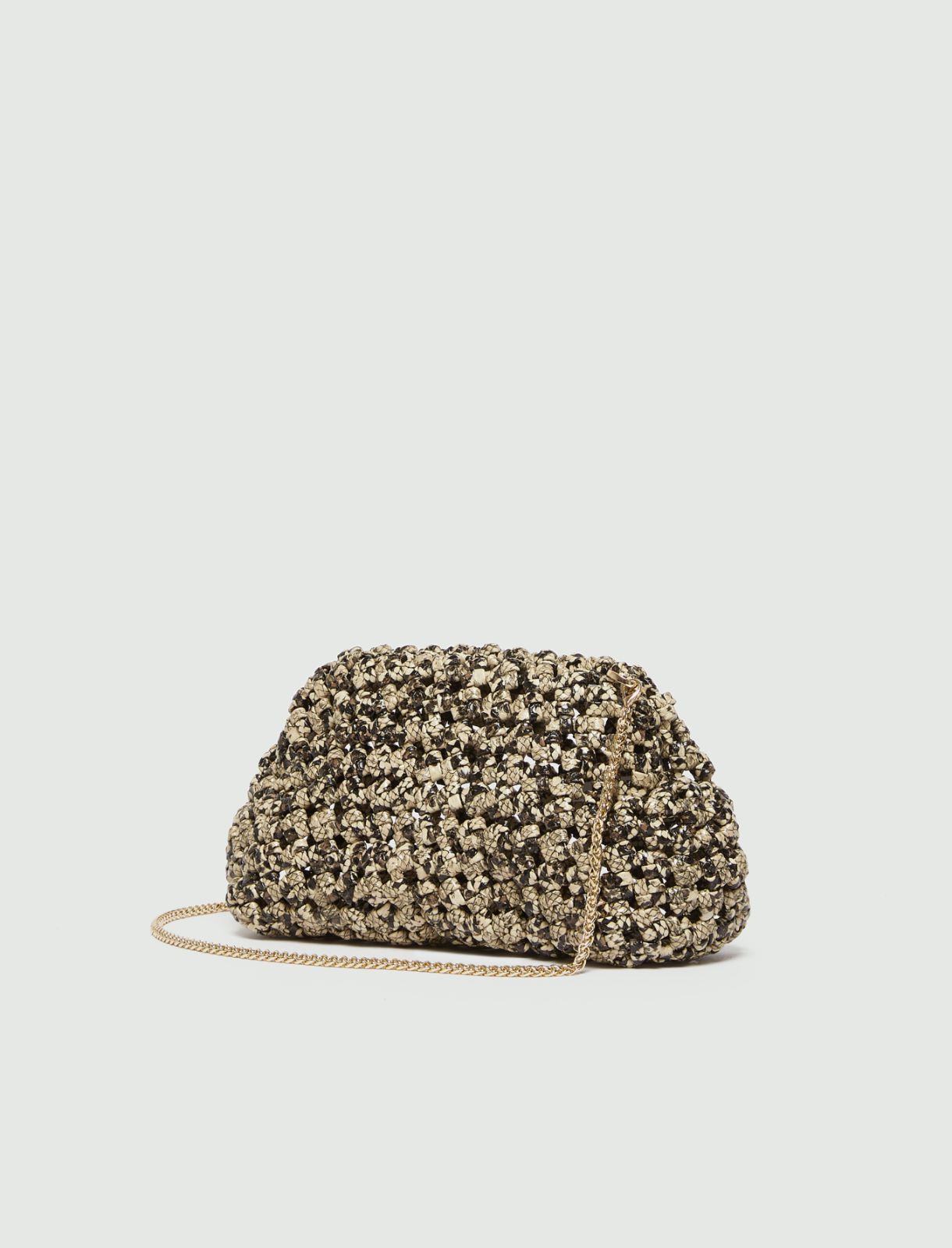 Python-print woven clutch - BROWN - Marella - 2