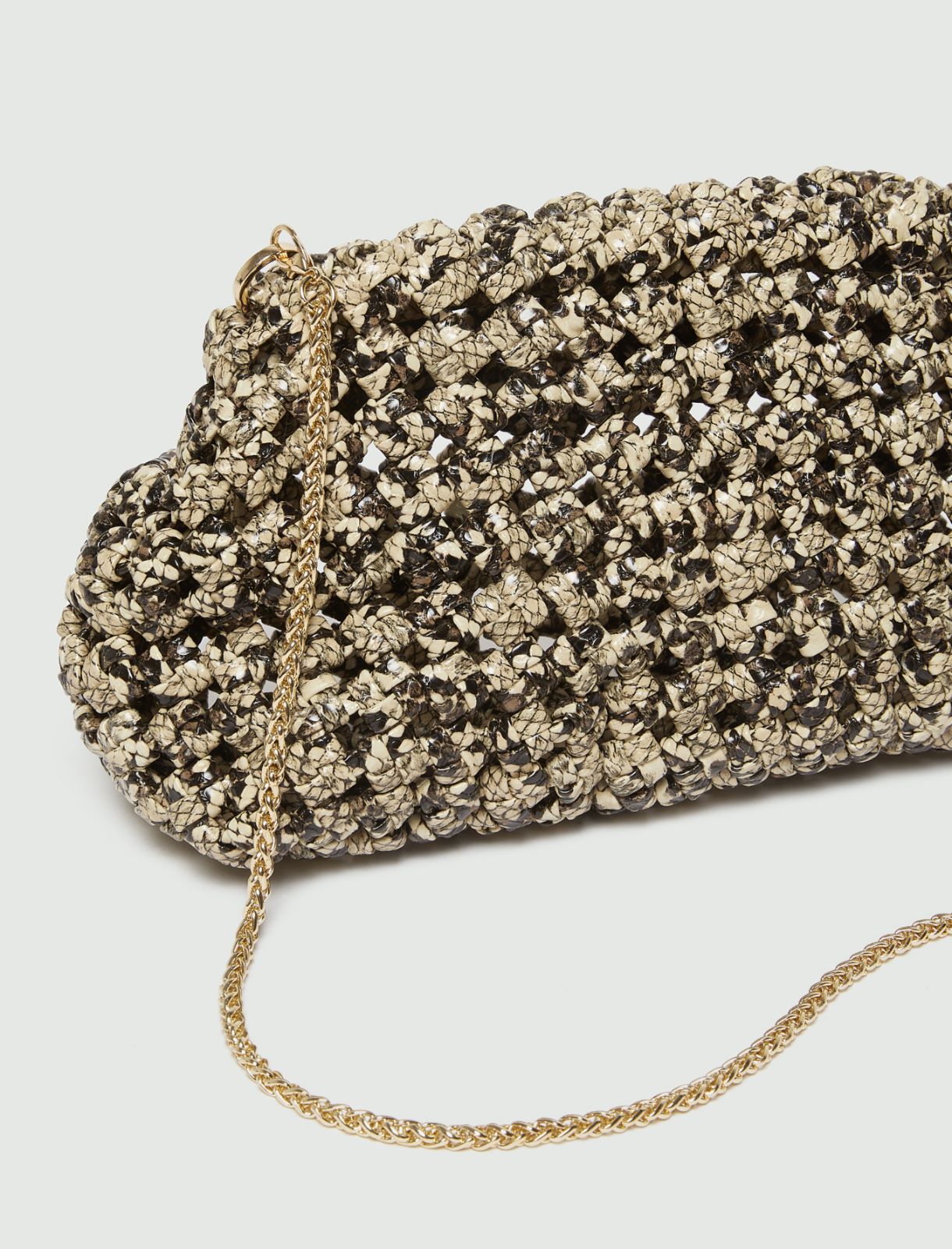 Python-print woven clutch - BROWN - Marella