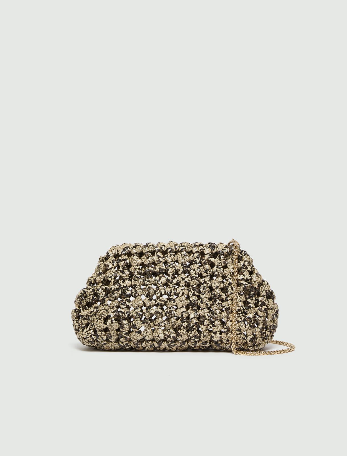 Python-print woven clutch - BROWN - Marella