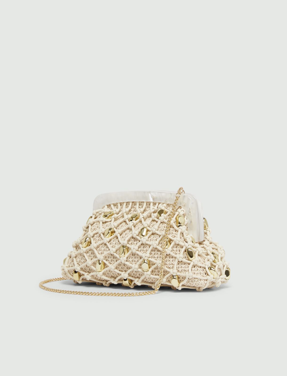 Woven raffia clutch - WHITE - Marella - 2