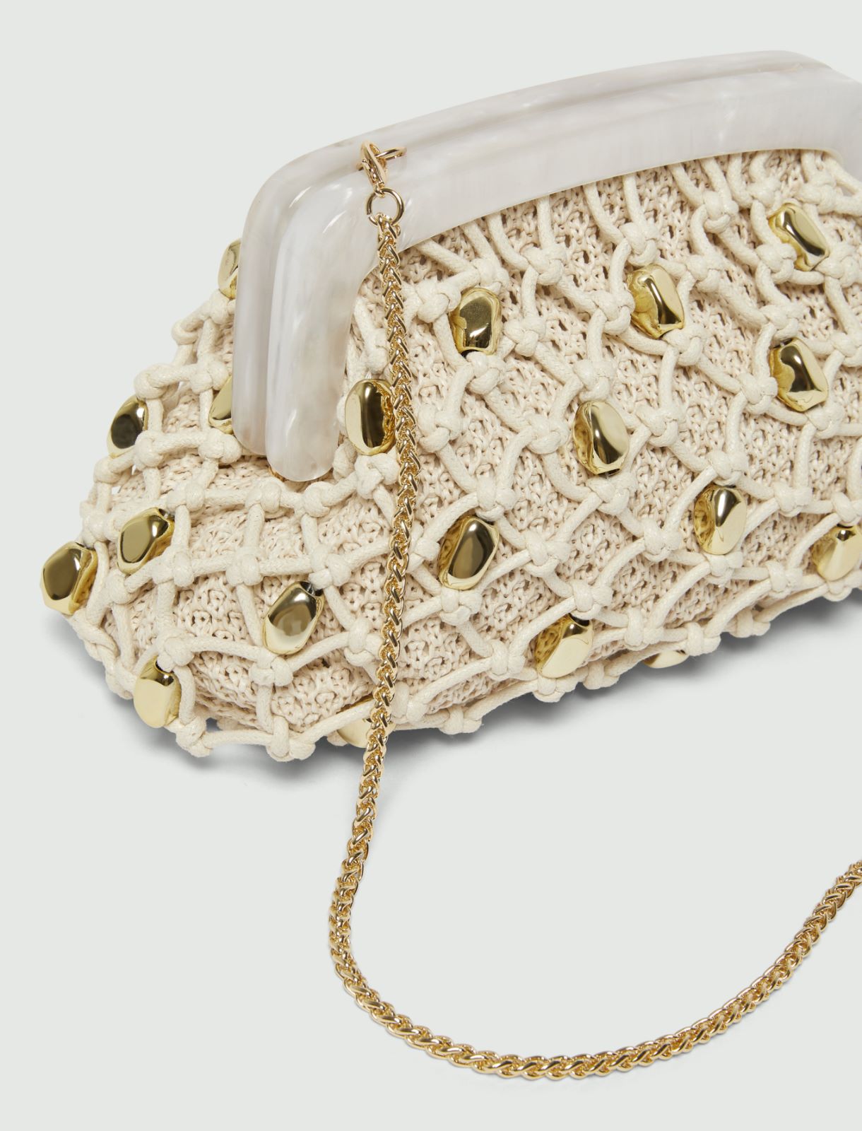 Woven raffia clutch - WHITE - Marella