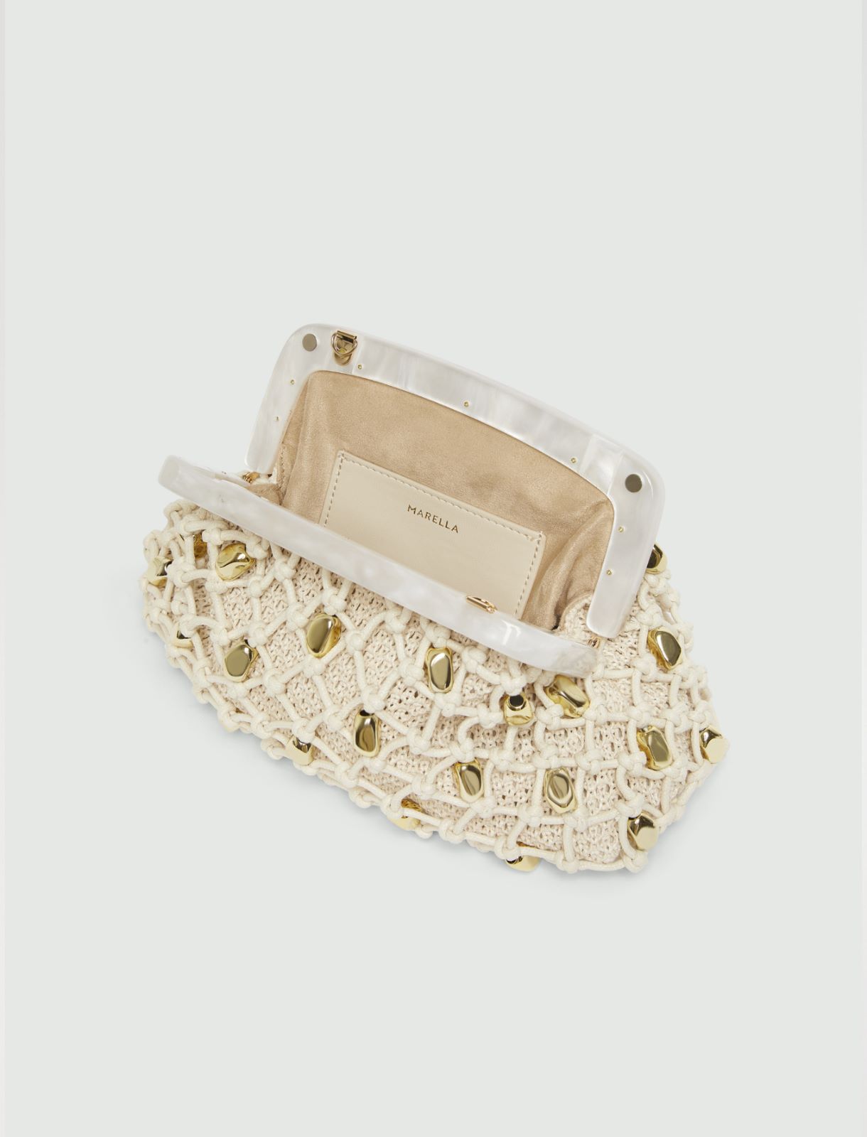 Woven raffia clutch - WHITE - Marella - 3