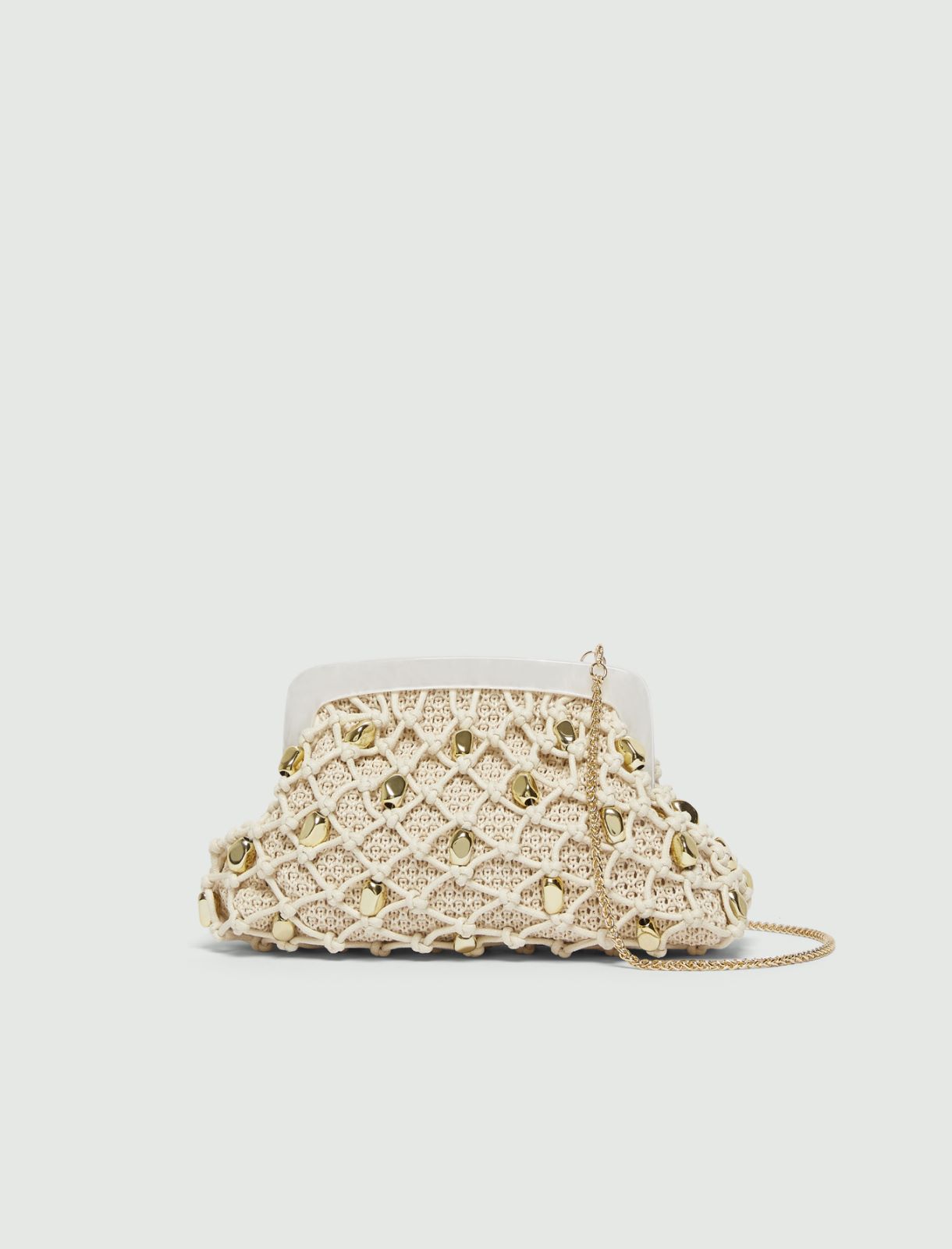Woven raffia clutch - WHITE - Marella