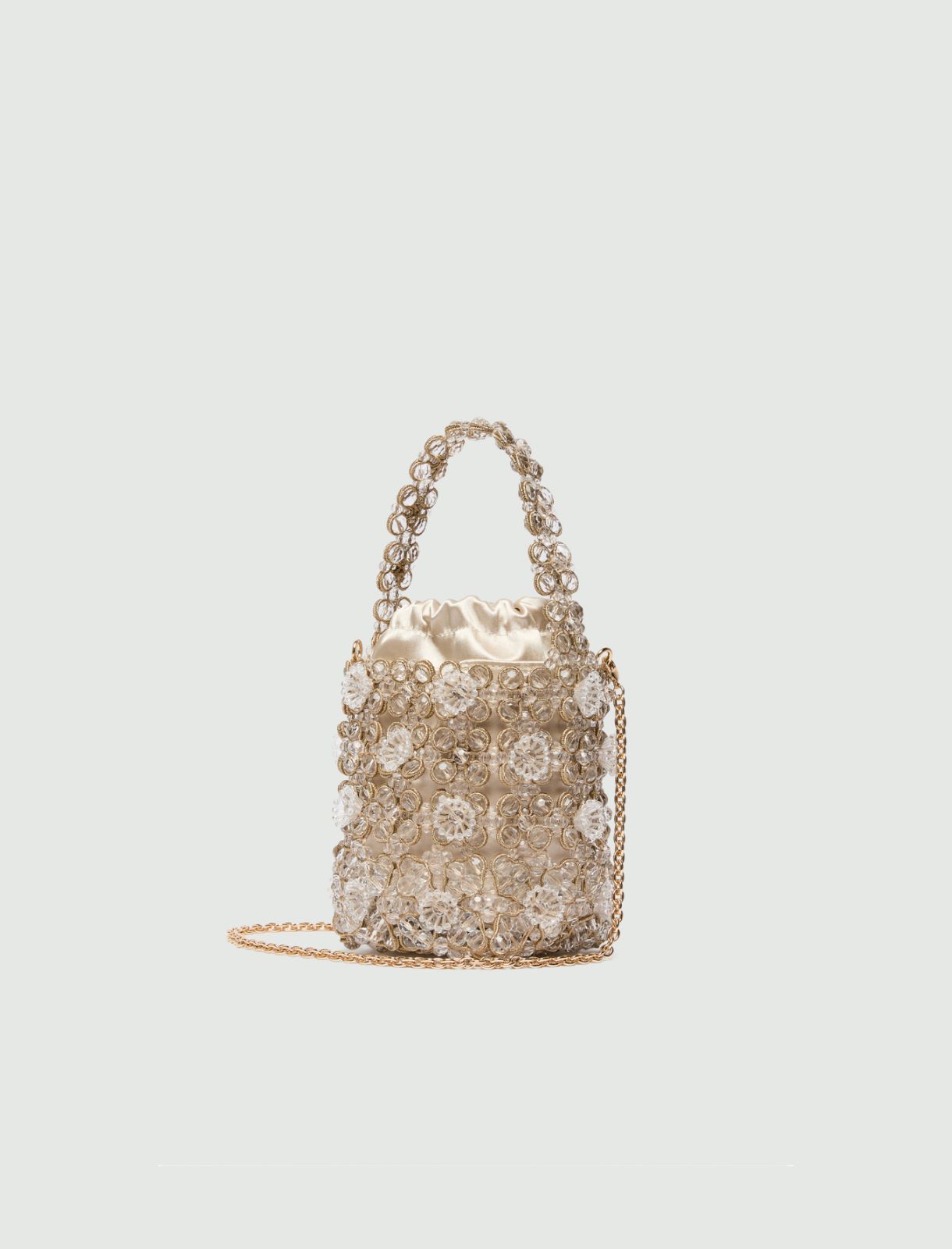 Small bead-embroidered bucket bag - WHITE - Marella - 2