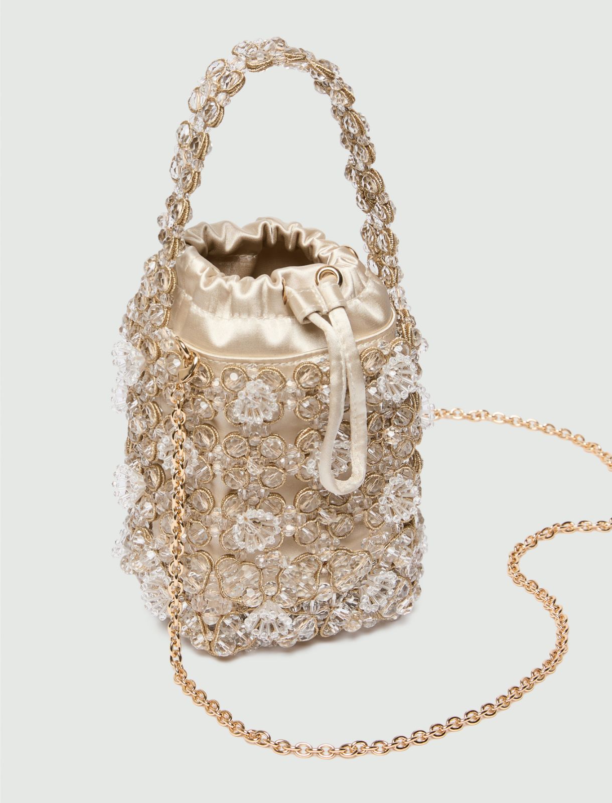 Small bead-embroidered bucket bag - WHITE - Marella - 3