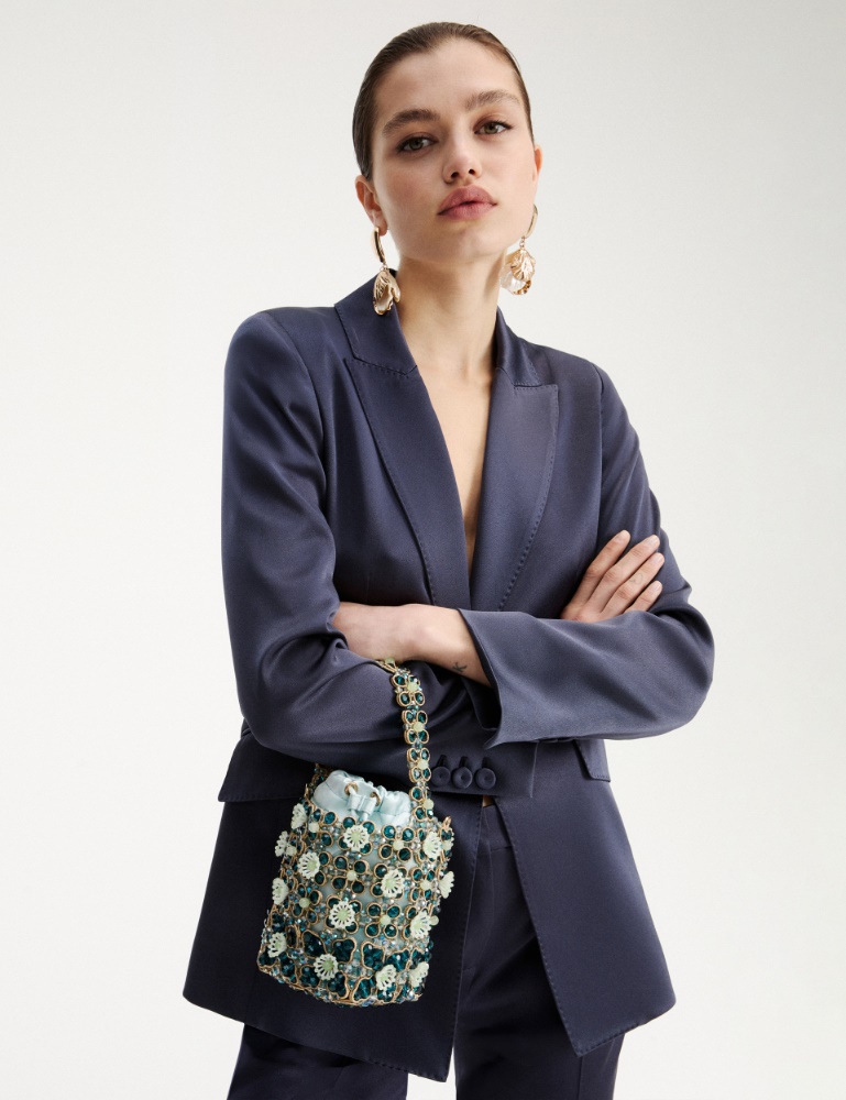 Small bead-embroidered bucket bag - Marella