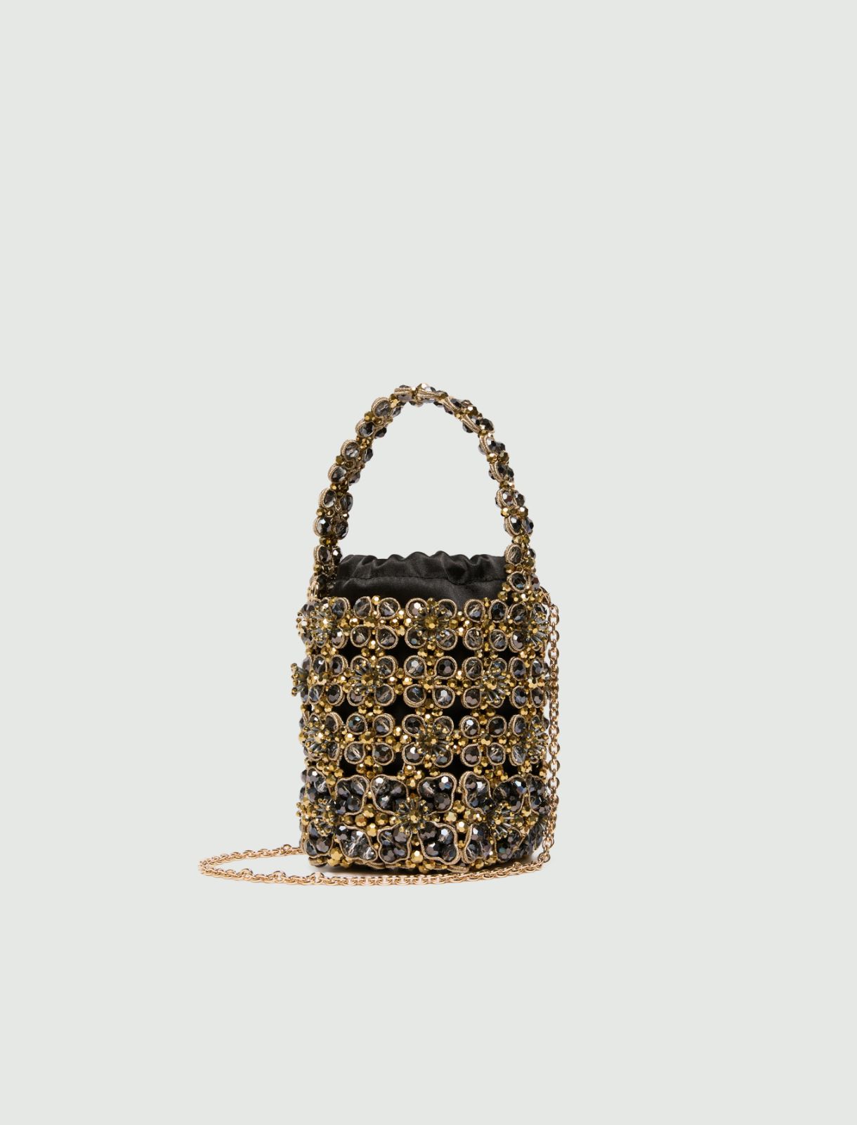 Small bead-embroidered bucket bag - BLACK - Marella - 2