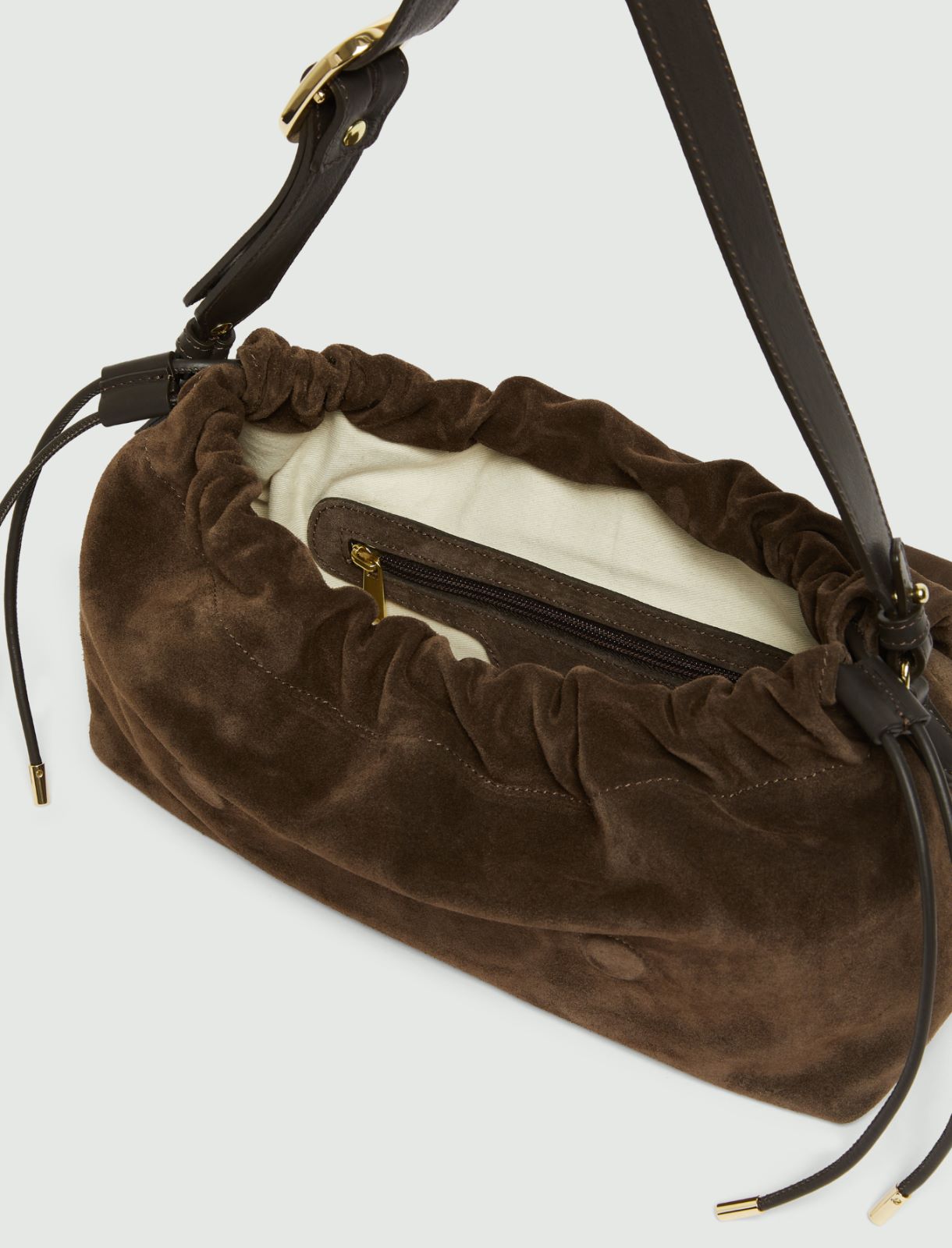 Suede drawstring bag - DARK BROWN - Marella - 5