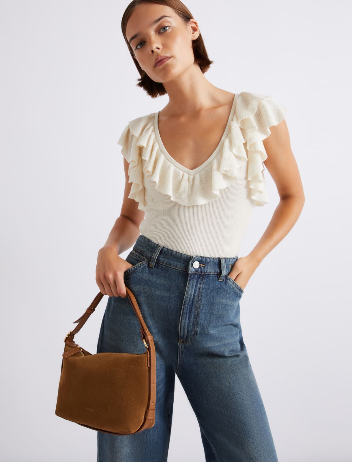 Compact suede bag - TOBACCO - Marella - 4