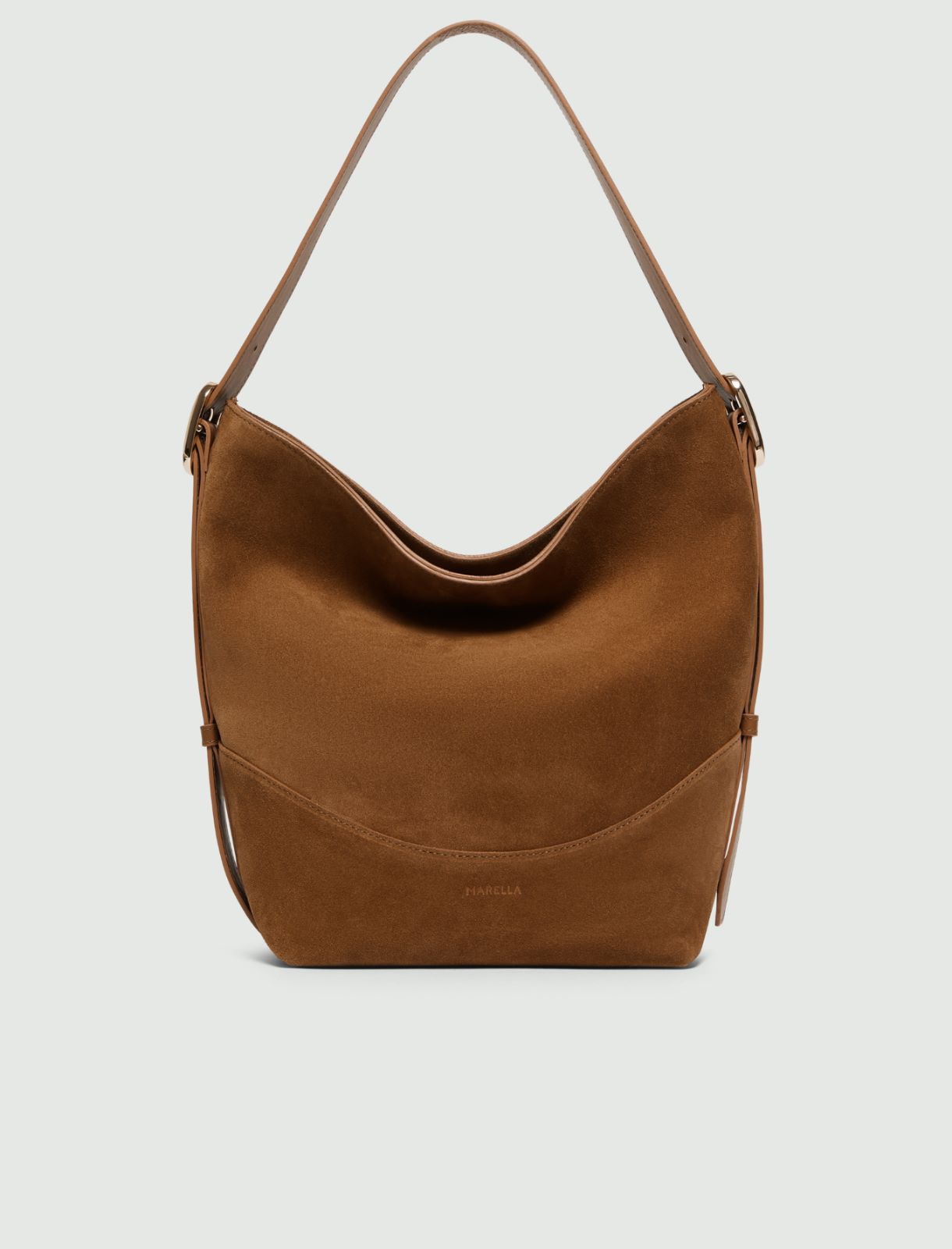 Suede hobo bag - TOBACCO - Marella