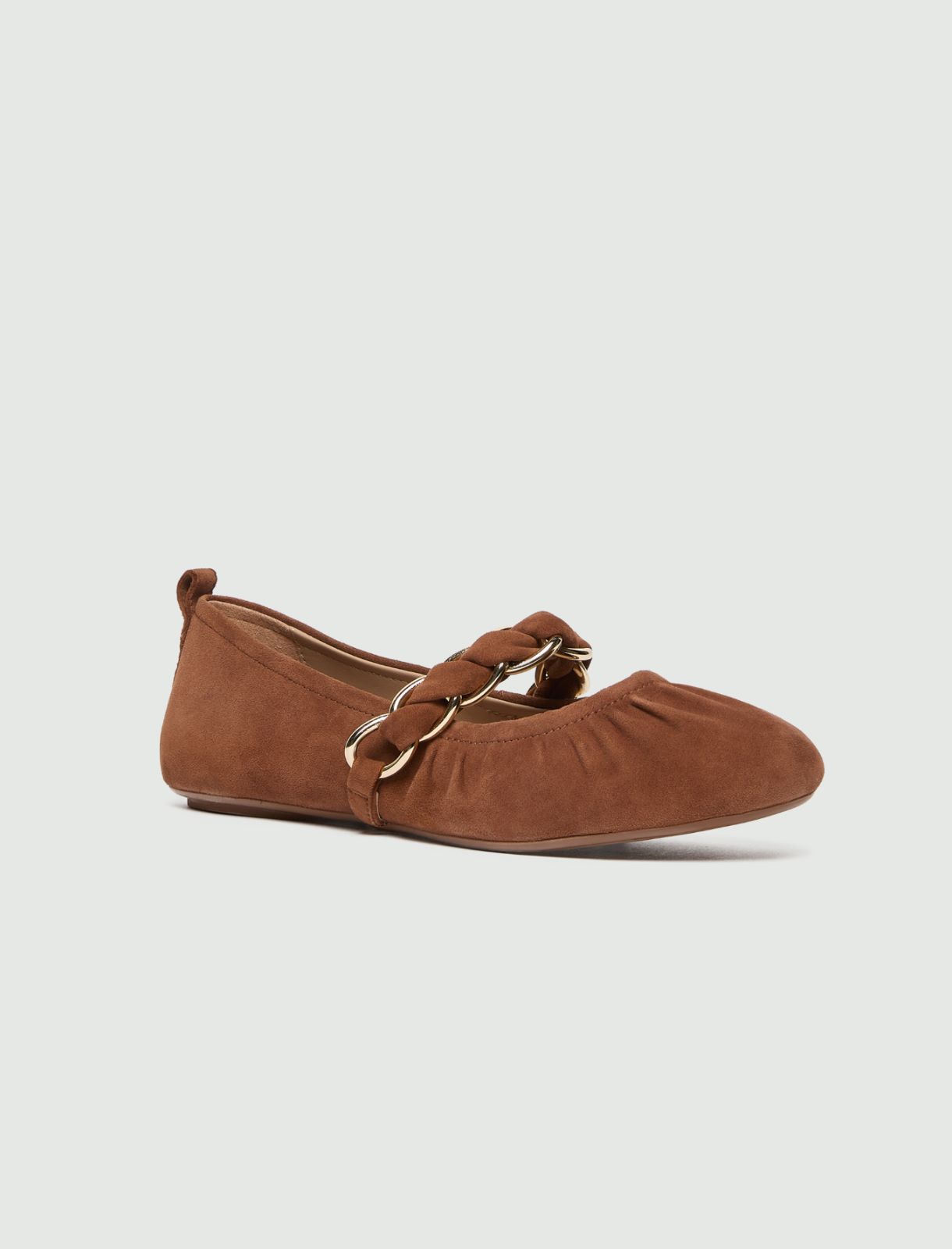Suede ballet flats with chain detail - TOBACCO - Marella - 2