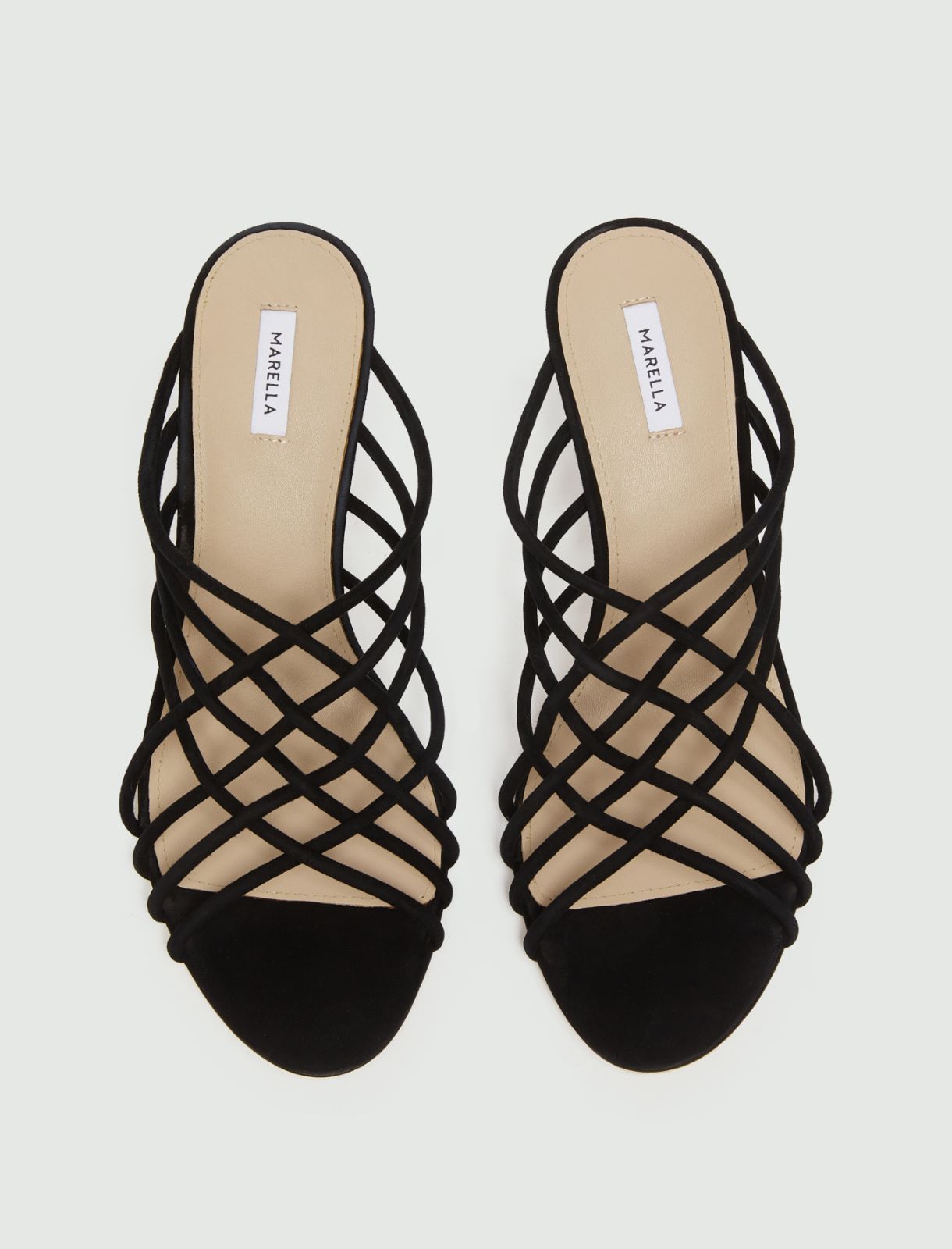 Zamszowe sandały mule - CZARNY - Marella - 6