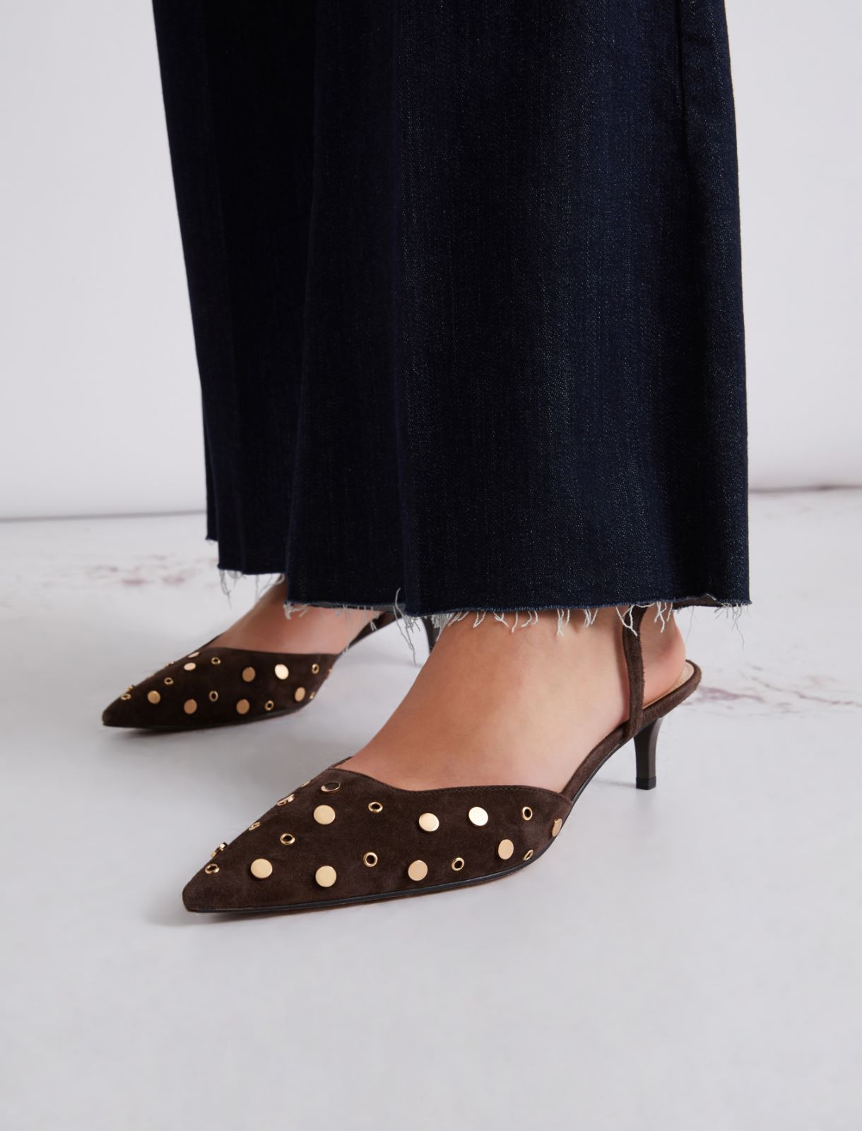 Suede slingbacks - DARK BROWN - Marella - 5
