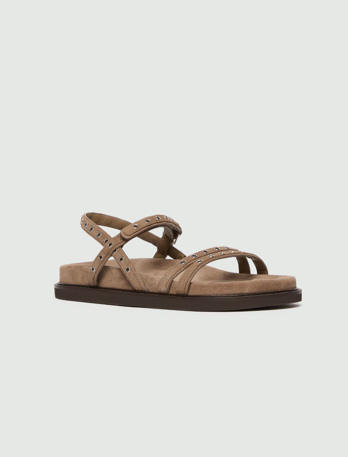 Sandale aus Veloursleder mit Ringnieten - BRAUN - Marella - 2