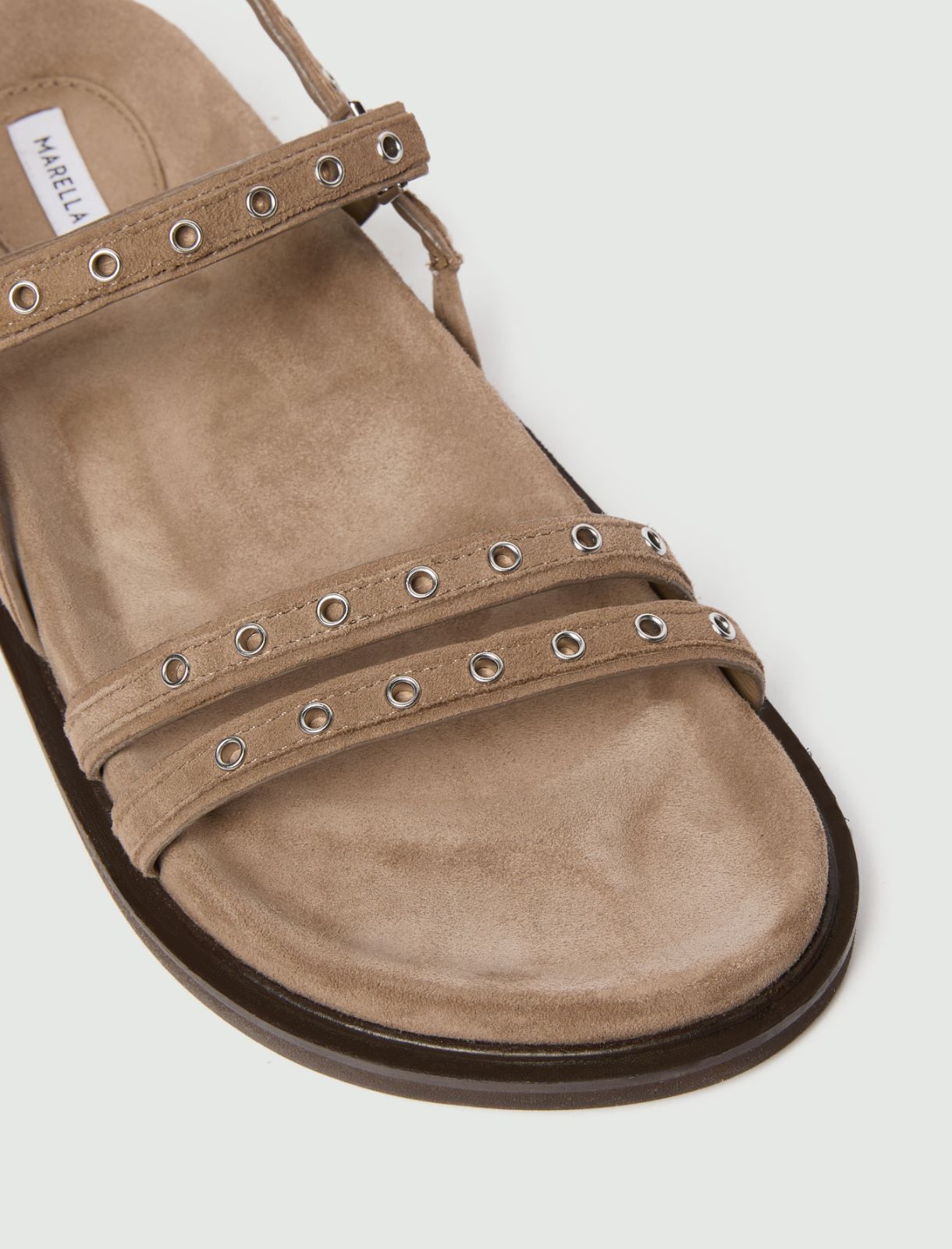 Sandale aus Veloursleder mit Ringnieten - BRAUN - Marella - 4