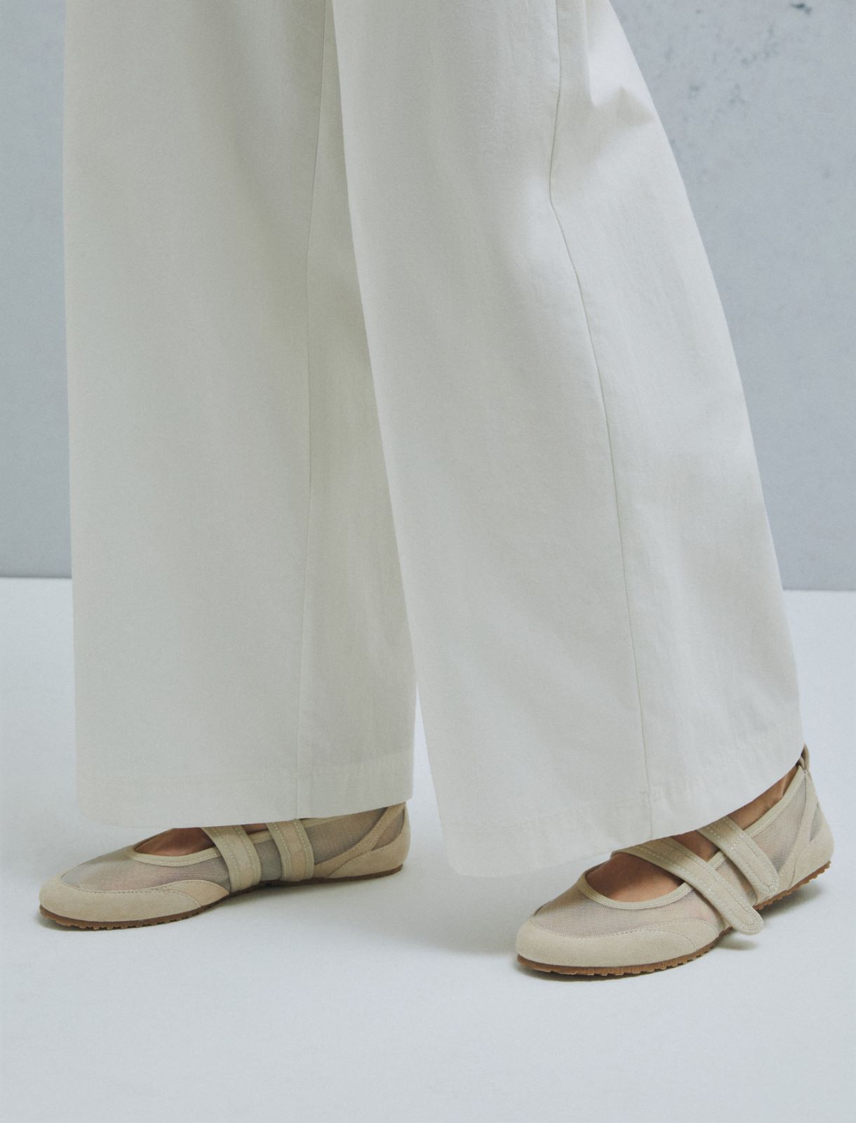 Ballerina in rete e suede - BIANCO SPORCO - Marella - 5