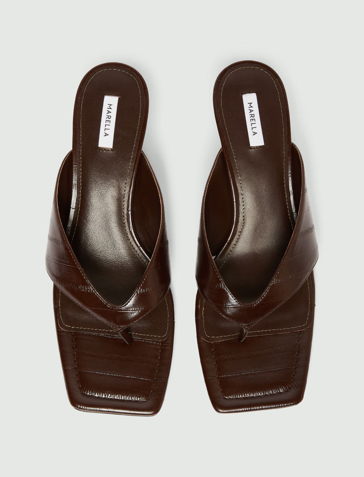 Square-toe flip flops - DARK BROWN - Marella - 7