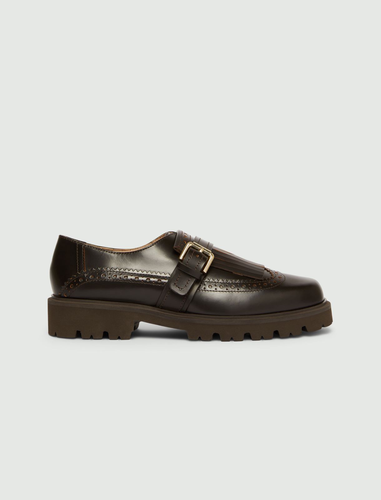 Fringed single monk-strap shoes - DUNKELBRAUN - Marella