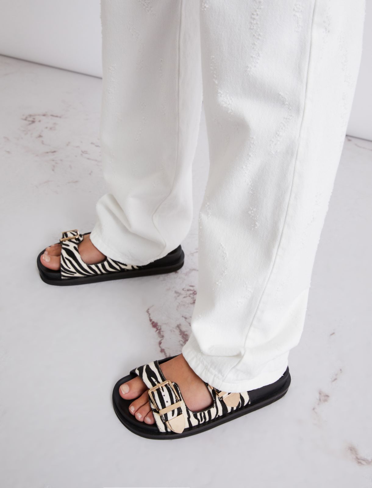 Mules en poulain zébré - BLANC - Marella - 5