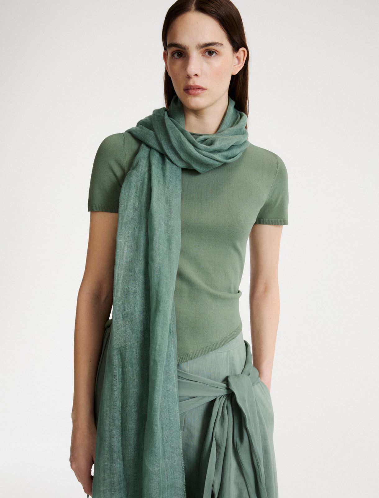 Paschminaschal aus reinem Leinen - GRUEN - Marella - 3