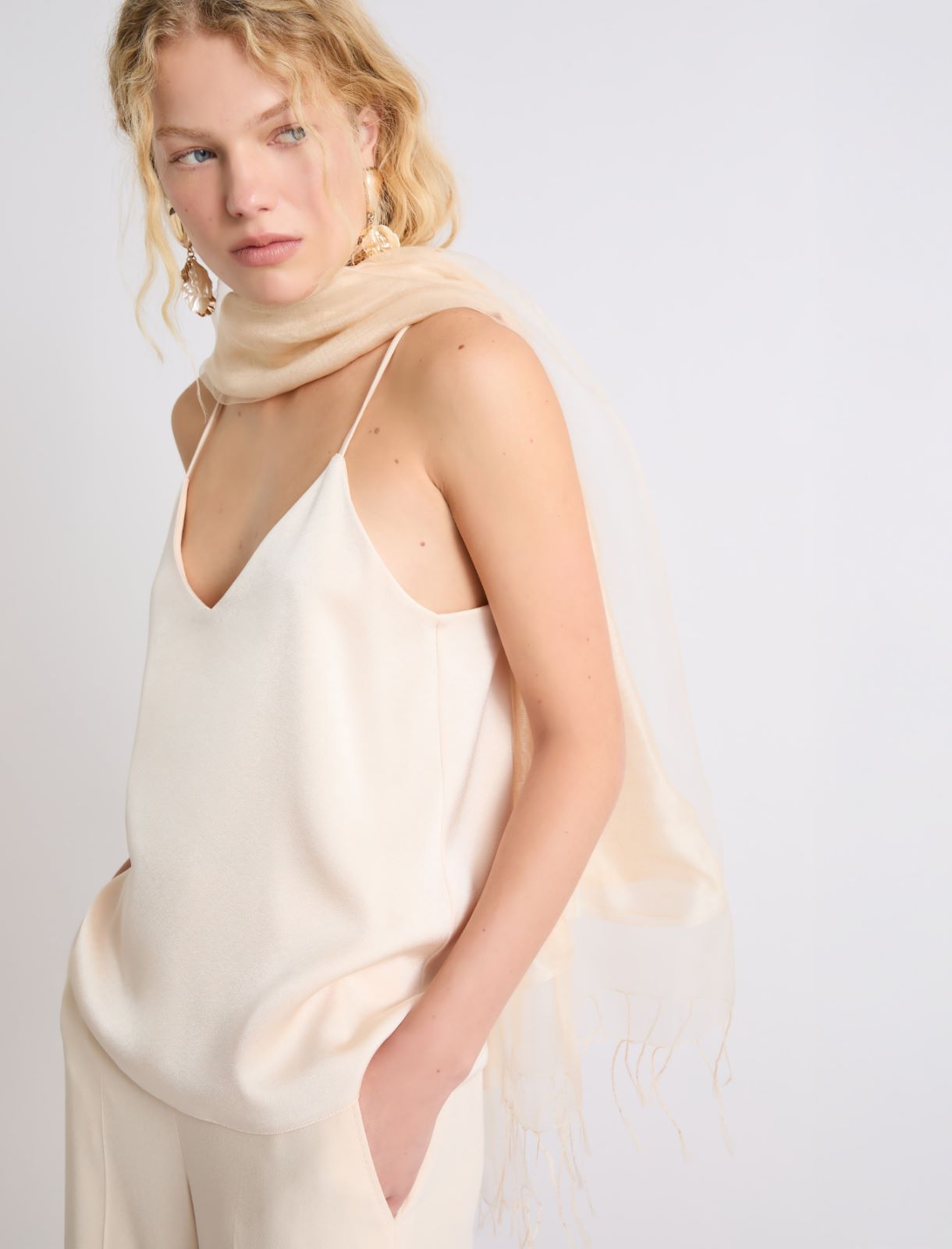 Silk-blend stole - POWDER - Marella - 3