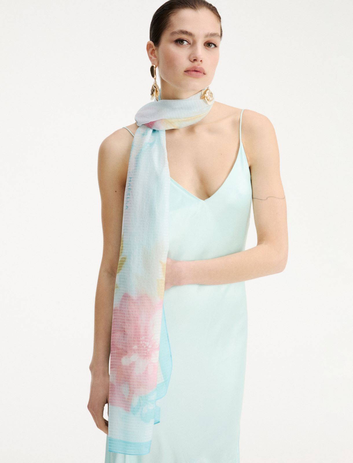 Stola con stampa floreale - TURCHESE - Marella - 3