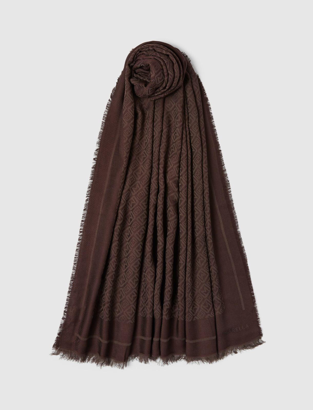 Jacquard stole - DARK BROWN - Marella
