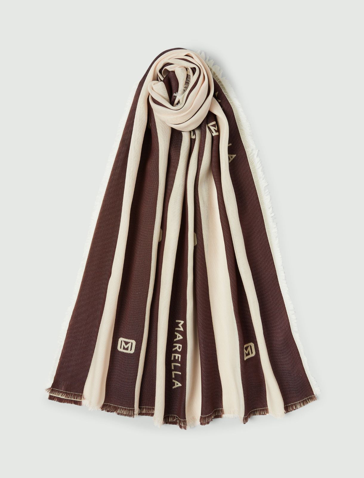 Jacquard-patterned stole - DARK BROWN - Marella
