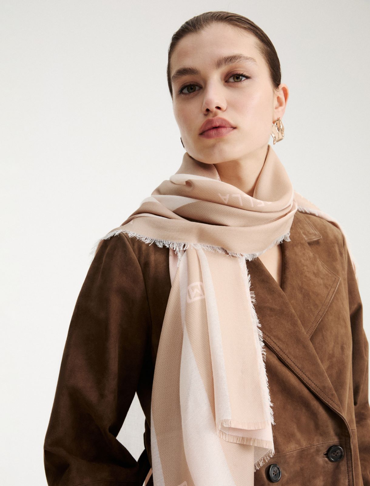 Jacquard-patterned stole - CAMEL - Marella - 3