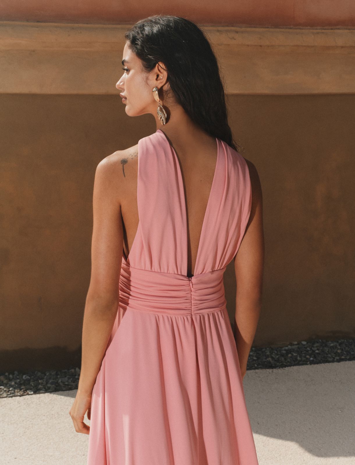 Jersey criss-cross dress - DEEP ROSE - Marella - 5