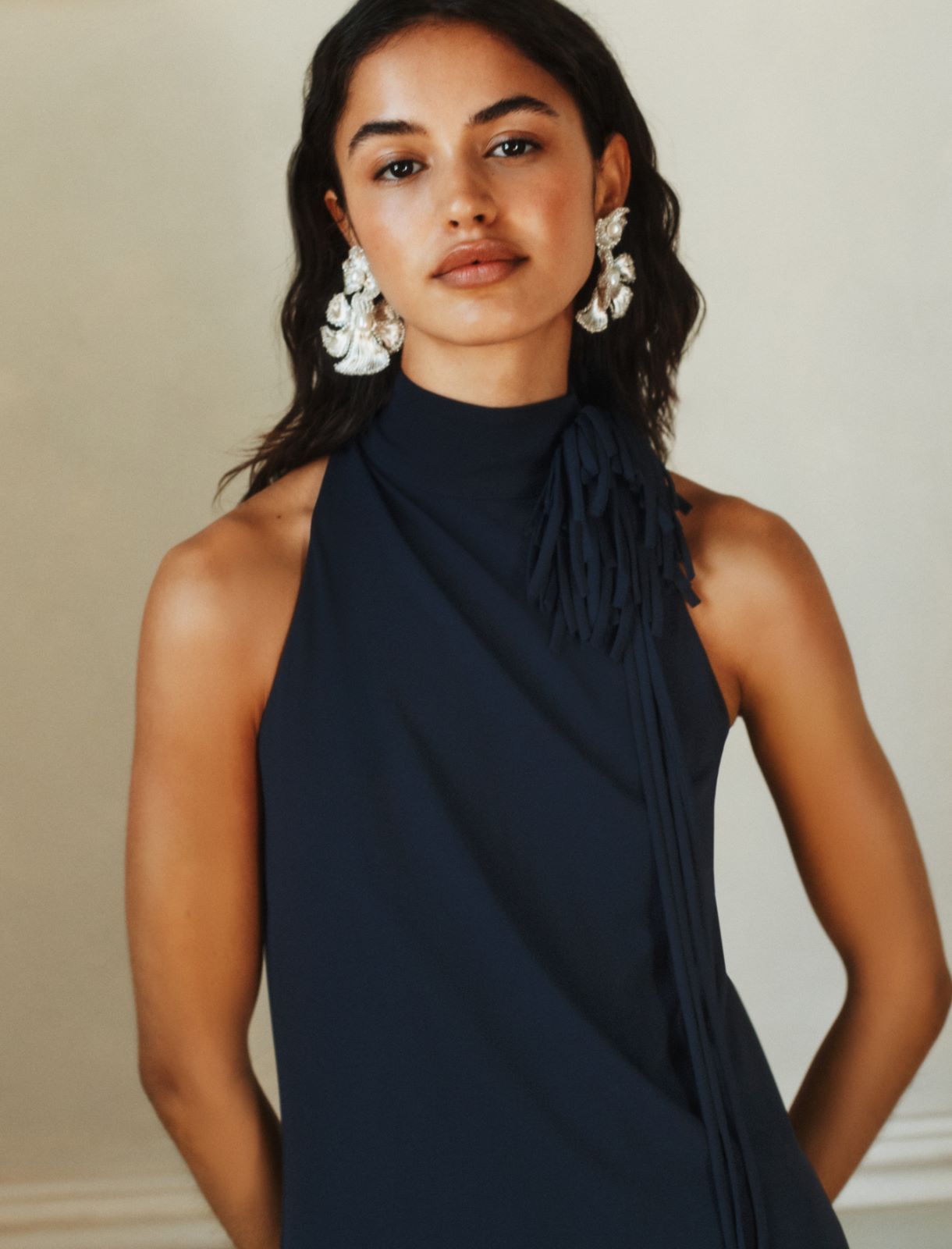 Robe ajustée avec broche fleur - BLEU - Marella - 5