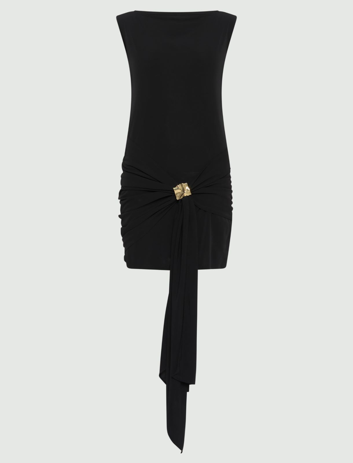 Jersey mini dress with draped belt detail - Black - Marella