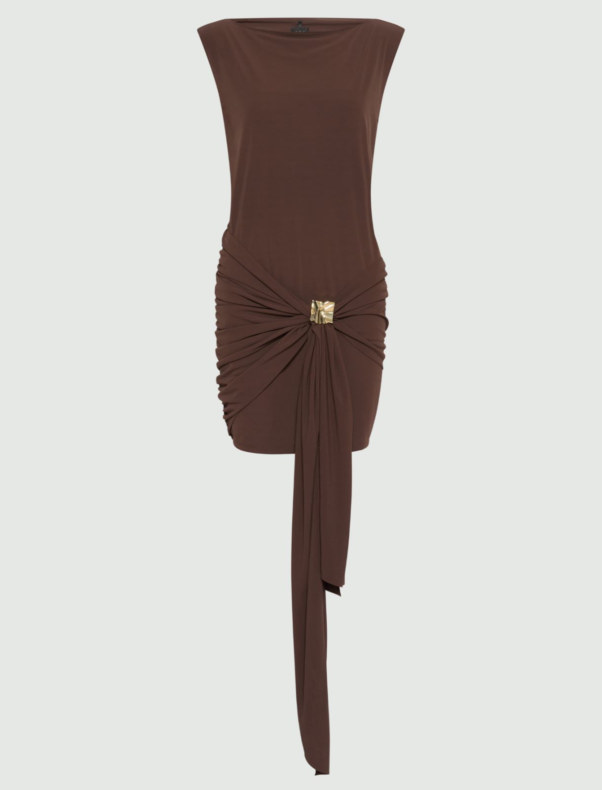 Jersey mini dress with draped belt detail - Brown - Marella