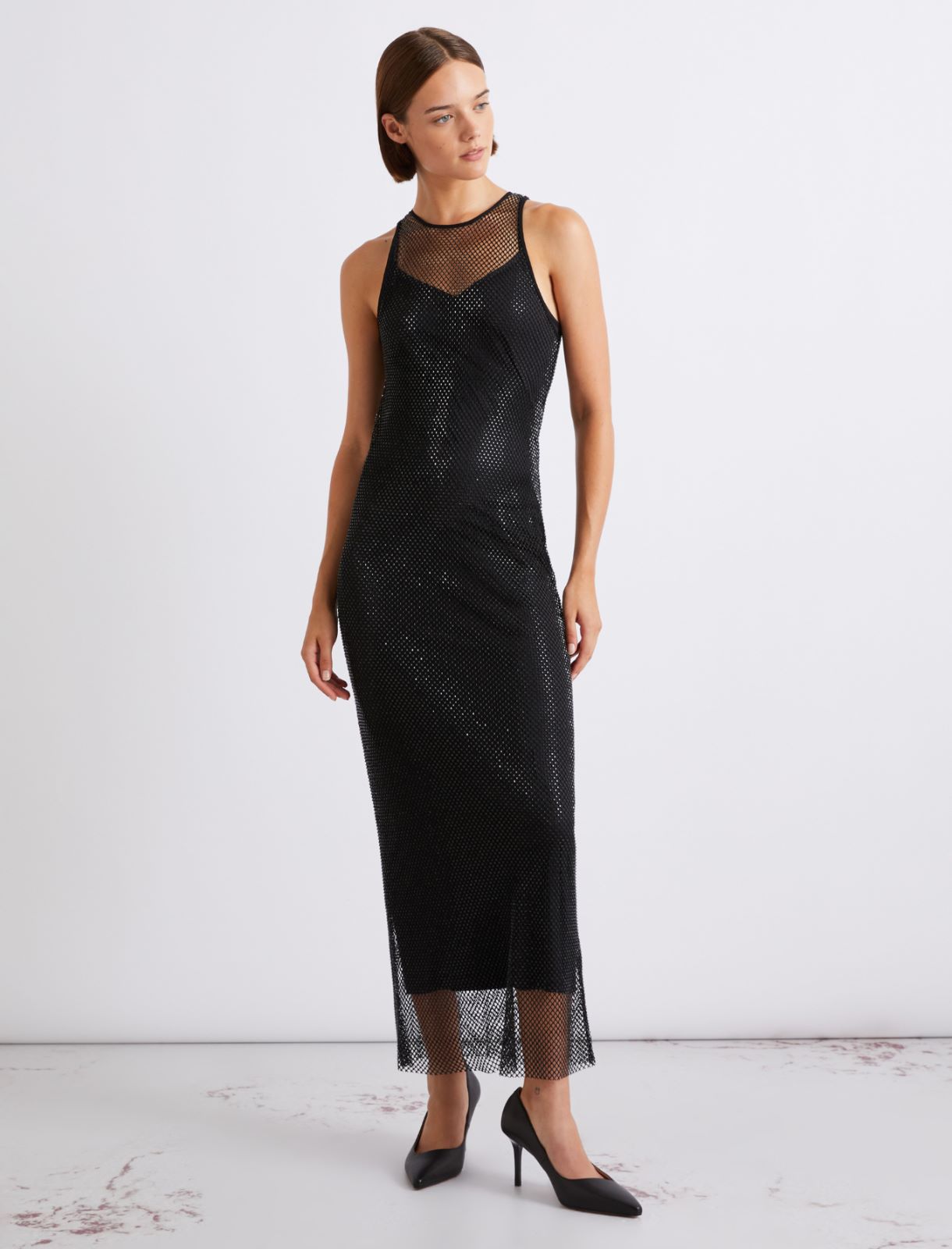 Robe sans manches en mesh strass - NOIR - Marella - 2