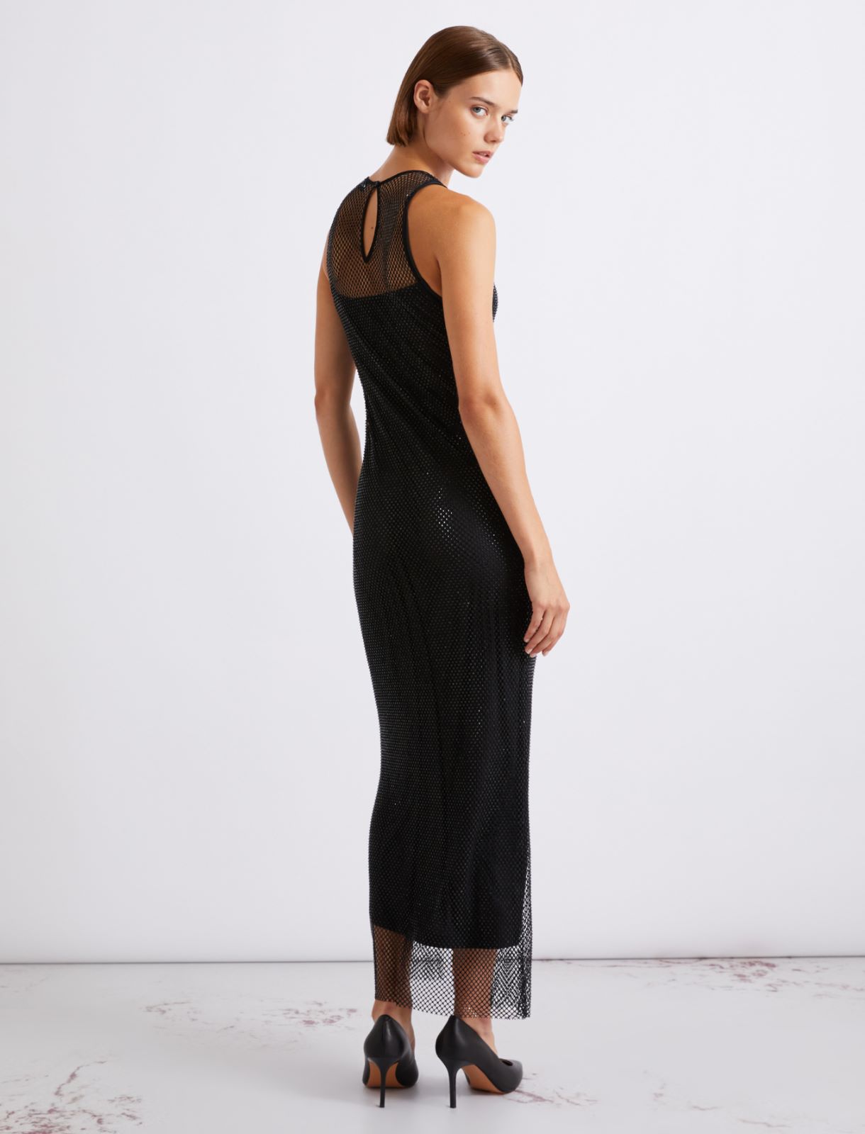 Robe sans manches en mesh strass - NOIR - Marella - 3