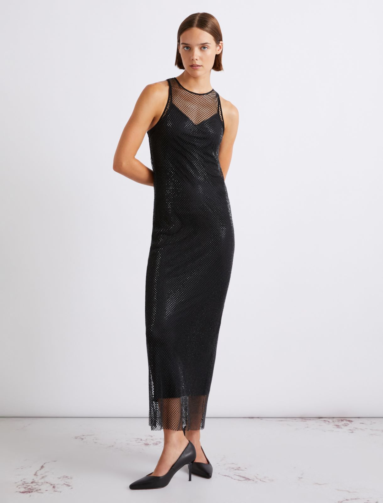 Robe sans manches en mesh strass - NOIR - Marella - 4