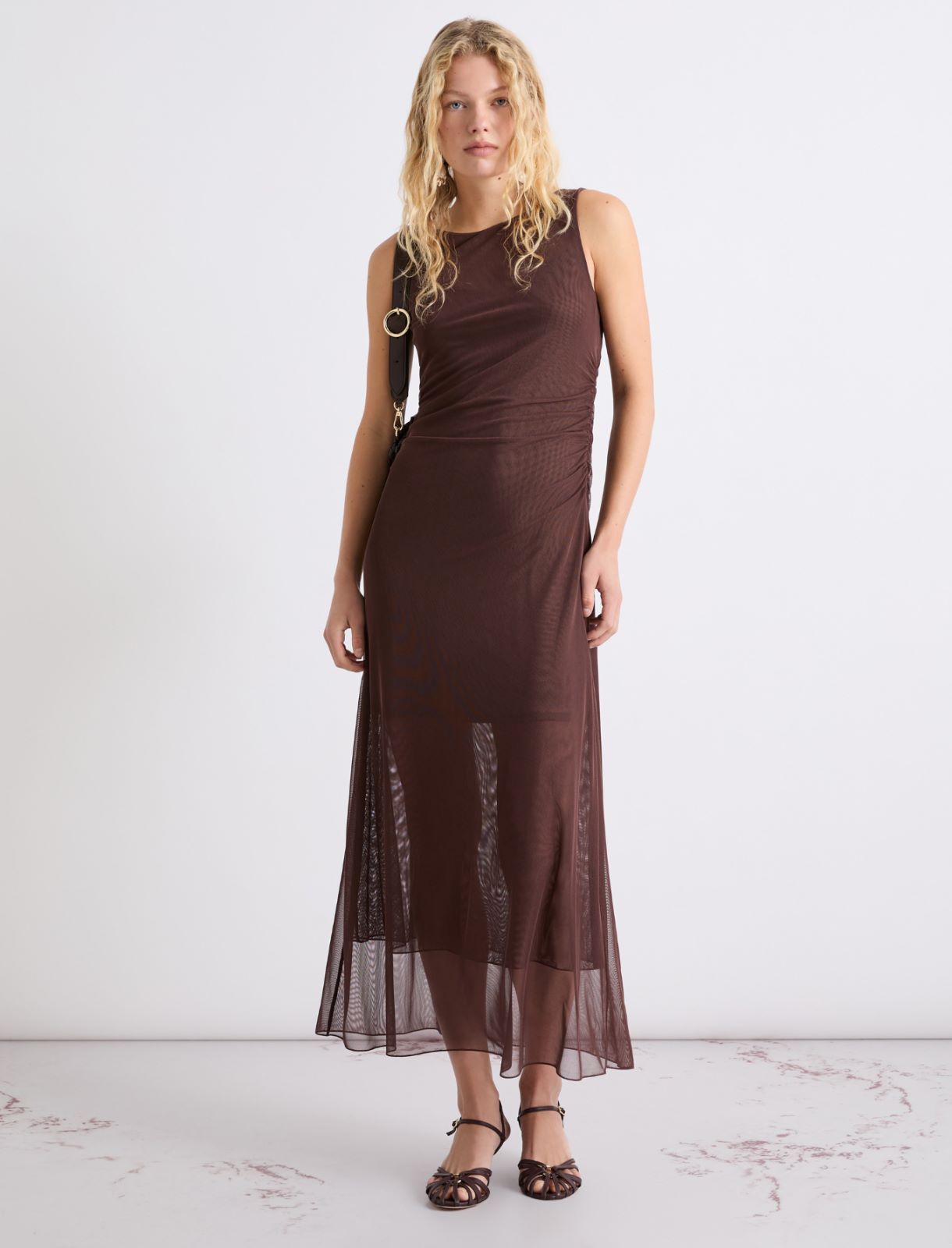 Sukienka z tiulu z podszewką - BRĄZOWY - Marella - 2