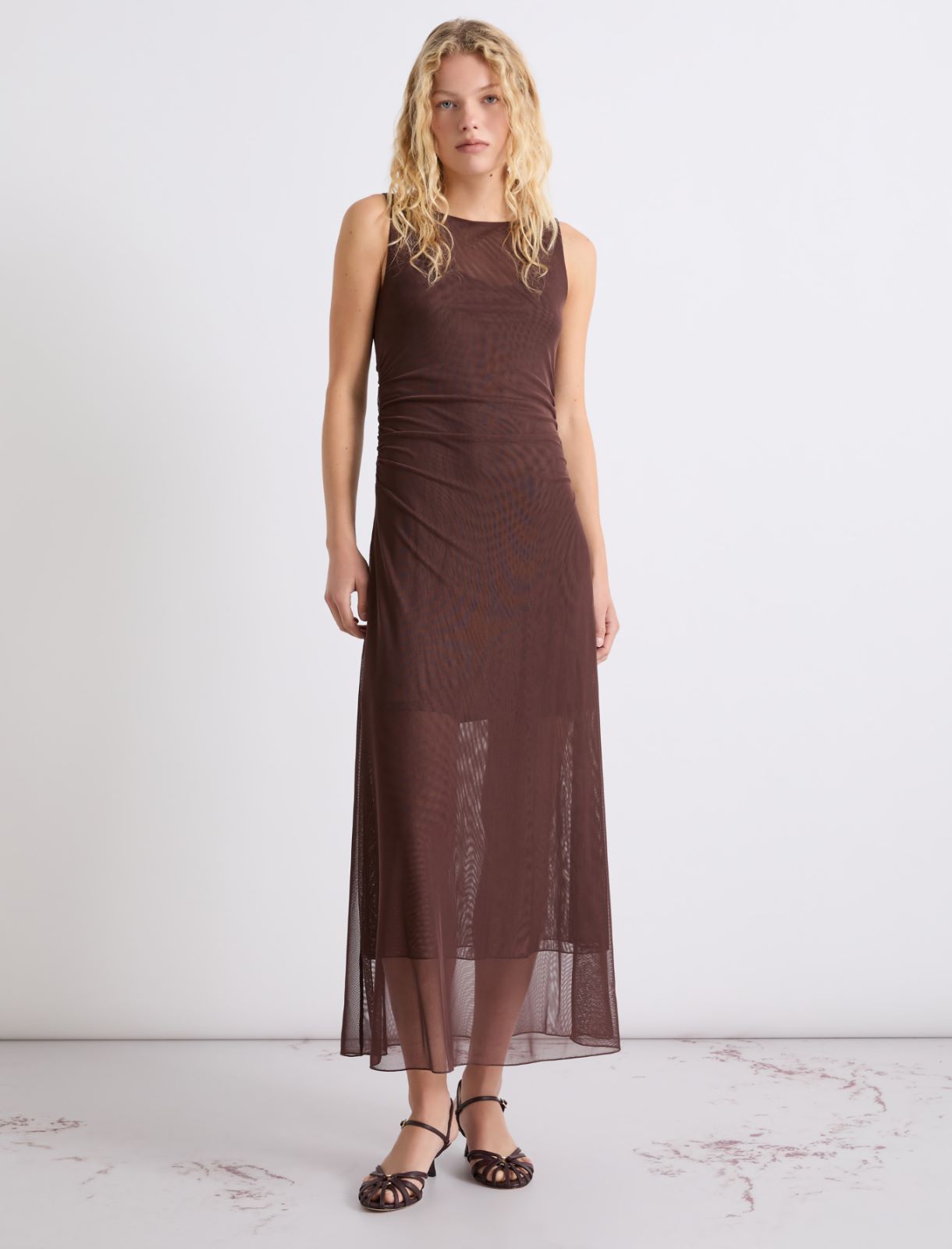 Sukienka z tiulu z podszewką - BRĄZOWY - Marella - 4